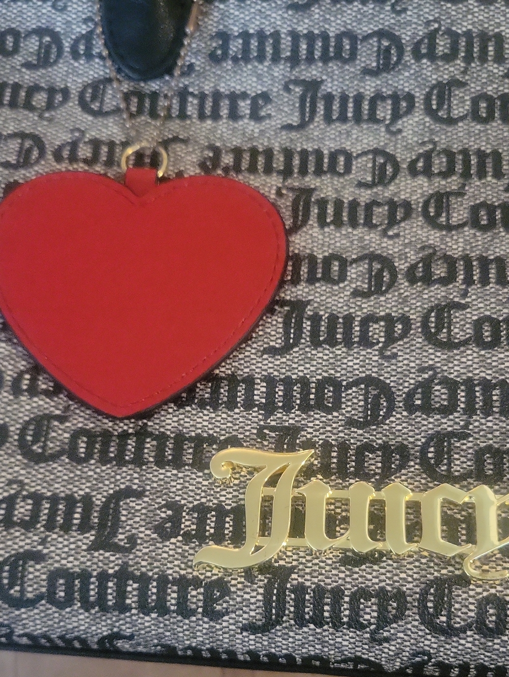 Juicy Couture Monogram Tote with Red Heart Accent AND WALLET - Picture 8 of 13